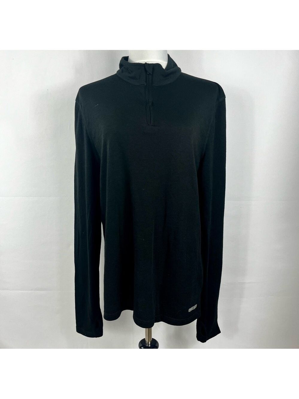 OMNI-WOOL Base Layer L/S Black Wool Blend 1/4 Zip Shirt  Thumb Holes Men’s XL